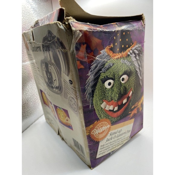 Vintage 1995 Wilton Baking Halloween Pumpkin Jack O Lantern Stand 3D Cake Pan - Picture 4 of 9